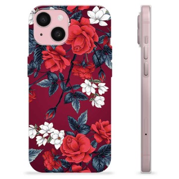 iPhone 15 TPU-deksel - Vintage Blomster