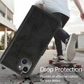 iPhone 15 Vintage 2-i-1 lommeboketui med avtakbart deksel - svart