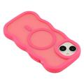 iPhone 15 Bølgekant magnetisk hybrid-deksel - varm rosa