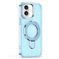 iPhone 16 Glitter Hybrid-deksel med kickstand - MagSafe-kompatibel - Blå