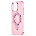 iPhone 16 Glitter Hybrid-deksel med kickstand - MagSafe-kompatibel - Rosa