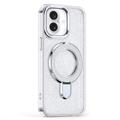 iPhone 16 Glitter Hybrid-deksel med kickstand - MagSafe-kompatibel - Gjennomsiktig