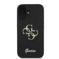 iPhone 16 Guess Fixed Glitter 4G Metal Logo Deksel - Svart