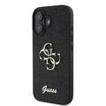 iPhone 16 Guess Fixed Glitter 4G Metal Logo Deksel - Svart
