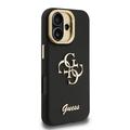 iPhone 16 Guess Grained 4G Logo Stativkameraramme-deksel - Svart