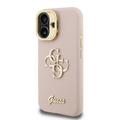 iPhone 16 Guess Grained 4G Logo Stativkameraramme-deksel - Rosa