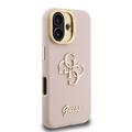 iPhone 16 Guess Grained 4G Logo Stativkameraramme-deksel - Rosa