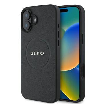 iPhone 16 Guess Grained Classic Logo Hybrid-deksel - MagSafe-kompatibel - Svart