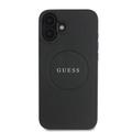 iPhone 16 Guess Grained Classic Logo Hybrid-deksel - MagSafe-kompatibel - Svart
