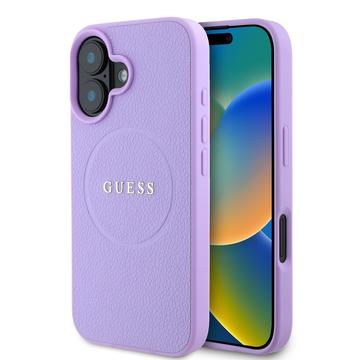 iPhone 16 Guess Grained Classic Logo Hybrid-deksel - MagSafe-kompatibel - Lilla
