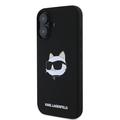 iPhone 16 Karl Lagerfeld Choupette Head MagSafe-deksel i flytende silikon - svart