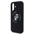 iPhone 16 Karl Lagerfeld Karl and Choupette MagSafe-etui i flytende silikon - Svart
