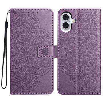 iPhone 16 Mandala Series Lommebok-deksel - Lilla