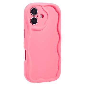 iPhone 16 Plus Candy Color Wavy TPU-deksel - Varm Rosa
