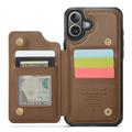 iPhone 16 Plus Caseme C22-etui RFID-kortlommebok - brun