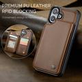 iPhone 16 Plus Caseme C22-etui RFID-kortlommebok - brun