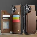 iPhone 16 Plus Caseme C22-etui RFID-kortlommebok - brun