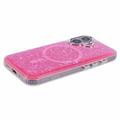 iPhone 16 Plus MagSafe-Epoxy-deksel med glitter paljetter - Varm Rosa
