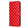 iPhone 16 Plus lommebokveske med prikkmønster - rød