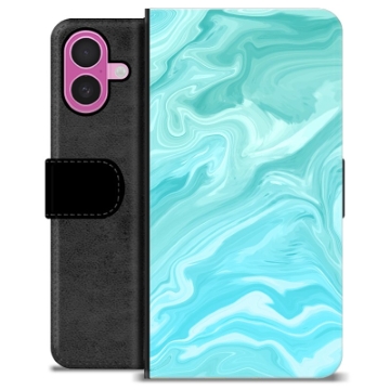 iPhone 16 Plus Premium Lommebok-deksel - Blå Marmor