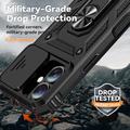iPhone 16 Plus Hybrid-deksel med Roterende Ring med Kameraskjold - Svart