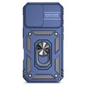 iPhone 16 Plus Hybrid-deksel med Roterende Ring med Kameraskjold - Blå