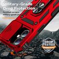 iPhone 16 Plus Hybrid-deksel med Roterende Ring med Kameraskjold - Rød