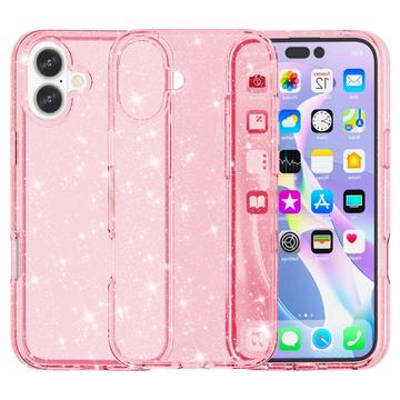 iPhone 16 Plus Stylish Glitter Series Hybrid-deksel - Rosa