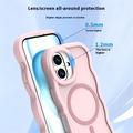 iPhone 16 Plus Bølgekant magnetisk hybrid-deksel - rosa