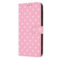iPhone 16 lommebokveske med prikkmønster - rosa