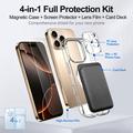 iPhone 16 Pro 4-i-1 MagSafe-beskyttelsessett med kortholder - gjennomsiktig / svart