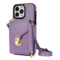 iPhone 16 Pro Alt-i-ett-deksel med lommebok og stropp - Lilla