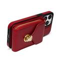 iPhone 16 Pro alt-i-ett-deksel med lommebok og stropp - rød