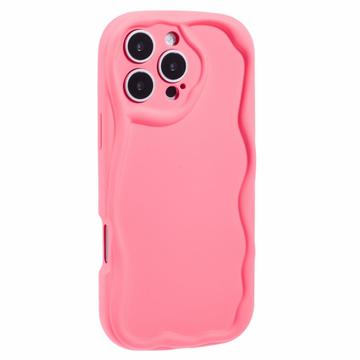 iPhone 16 Pro Candy Color Wavy TPU-deksel - Varm Rosa