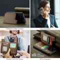 iPhone 16 Pro Caseme C22-etui RFID-kortlommebok - brun