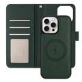 iPhone 16 Pro avtakbar lommebokveske med MagSafe, RFID-beskyttelse og håndrem - blå / grønn