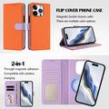 iPhone 16 Pro avtakbar lommebokveske med MagSafe, RFID-beskyttelse og håndrem - oransje / lilla