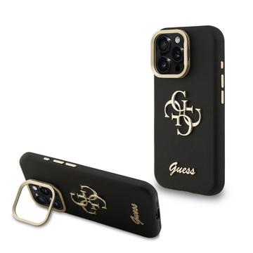 iPhone 16 Pro Guess Grained 4G Logo Stativkameraramme-deksel - Svart