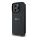 iPhone 16 Pro Guess Grained Classic Logo Hybrid-deksel - MagSafe-kompatibel - Svart