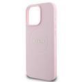 iPhone 16 Pro Guess Grained Classic Logo Hybrid-deksel - MagSafe-kompatibel - Rosa