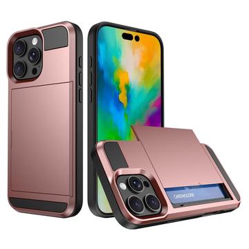 iPhone 16 Pro Hybrid-deksel med Skyvekortholder - Roségull