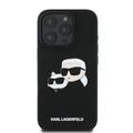 iPhone 16 Pro Karl Lagerfeld Double Heads MagSafe-deksel i flytende silikon - svart