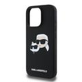 iPhone 16 Pro Karl Lagerfeld Double Heads MagSafe-deksel i flytende silikon - svart