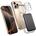 iPhone 16 Pro Max 4-i-1 MagSafe-beskyttelsessett med kortholder - gjennomsiktig / svart