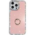 iPhone 16 Pro Max CrystalGlow Hybrid-deksel med ringholder - Rosa
