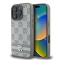 iPhone 16 Pro Max DKNY Rutete Mønster og Stripe Deksel - Beige