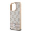 iPhone 16 Pro Max DKNY Rutete Mønster og Stripe Deksel - Rosa