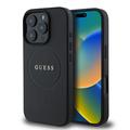 iPhone 16 Pro Max Guess Grained Classic Logo Hybrid-deksel - MagSafe-kompatibel - Svart