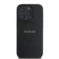 iPhone 16 Pro Max Guess Grained Classic Logo Hybrid-deksel - MagSafe-kompatibel - Svart