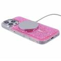 iPhone 16 Pro Max MagSafe-Epoxy-deksel med glitter paljetter - Varm Rosa